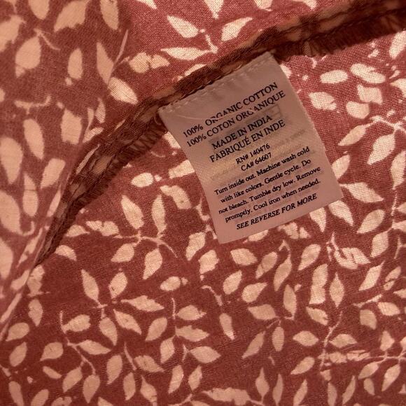Faherty Mauve Pink Aurora Leaf Organic Cotton Peasant Boho - Size - XS - Picture 6 of 8